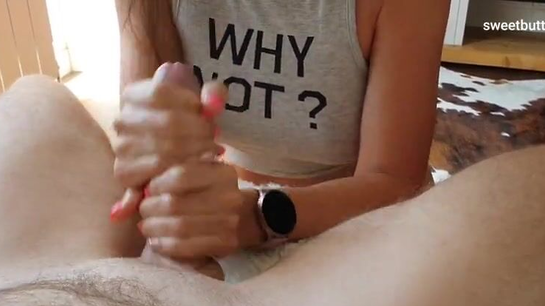 Hot Mom Jerks Him Off With Dirty Talk!